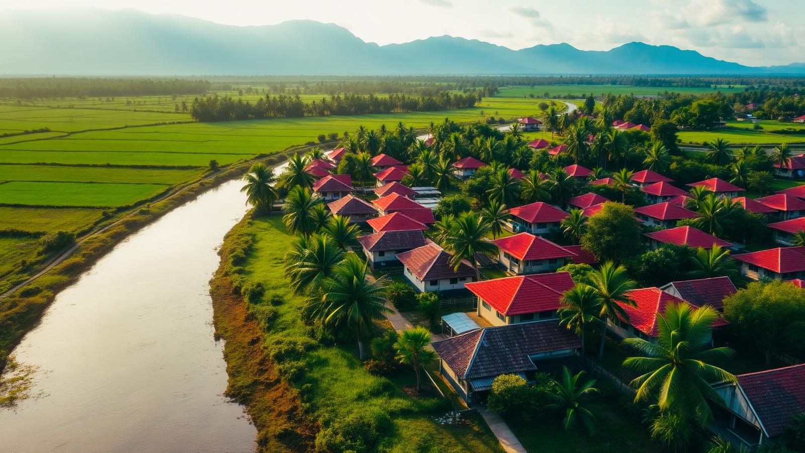 Pemandangan permukiman dan area hijau Kelurahan Keranggan